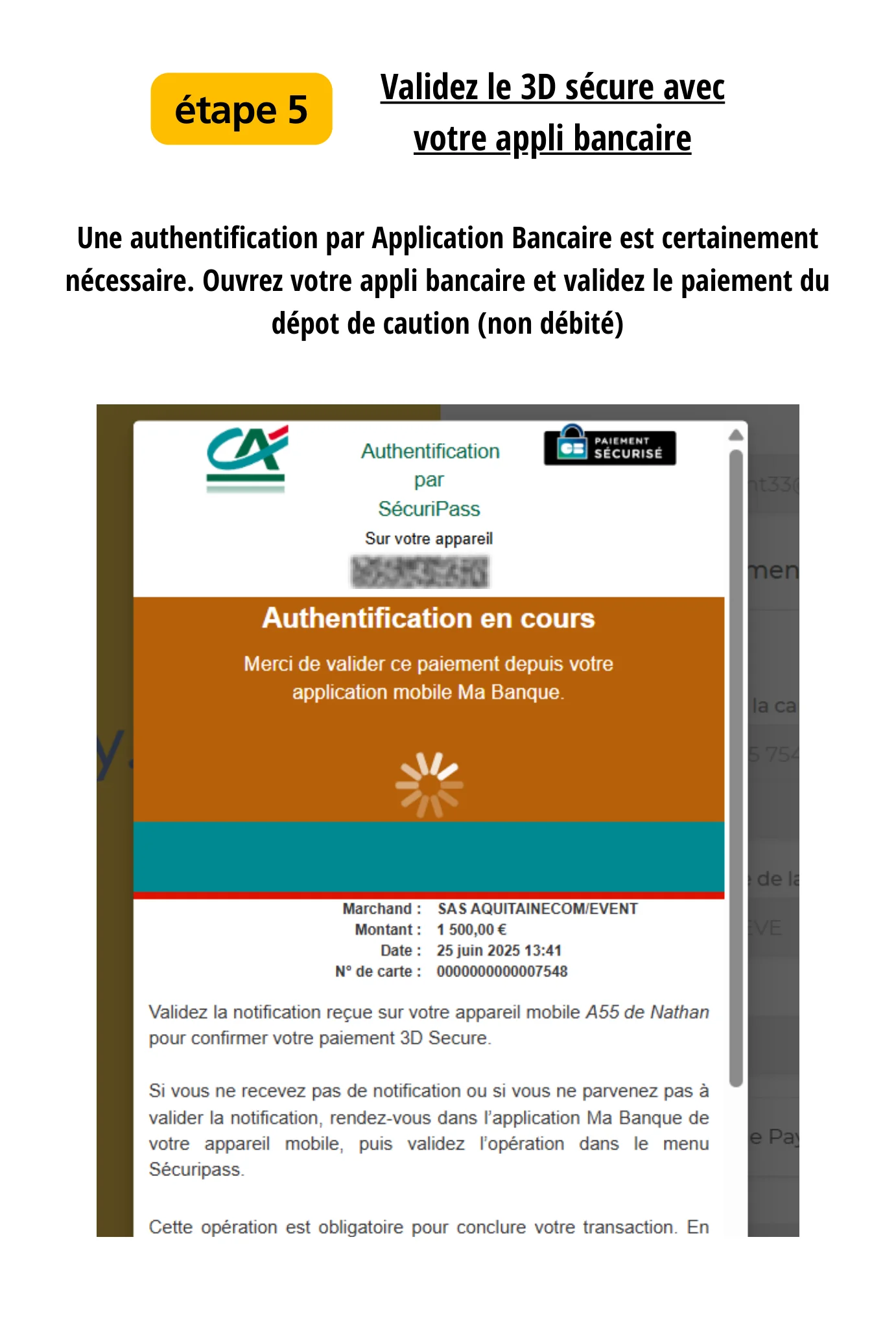 Étape 5 — 3D Secure en cours
